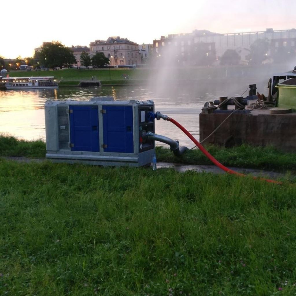 BBA BA80H D290 dízelmotoros nagynyomású víztelenítő szivattyú városi környezetben telepítve