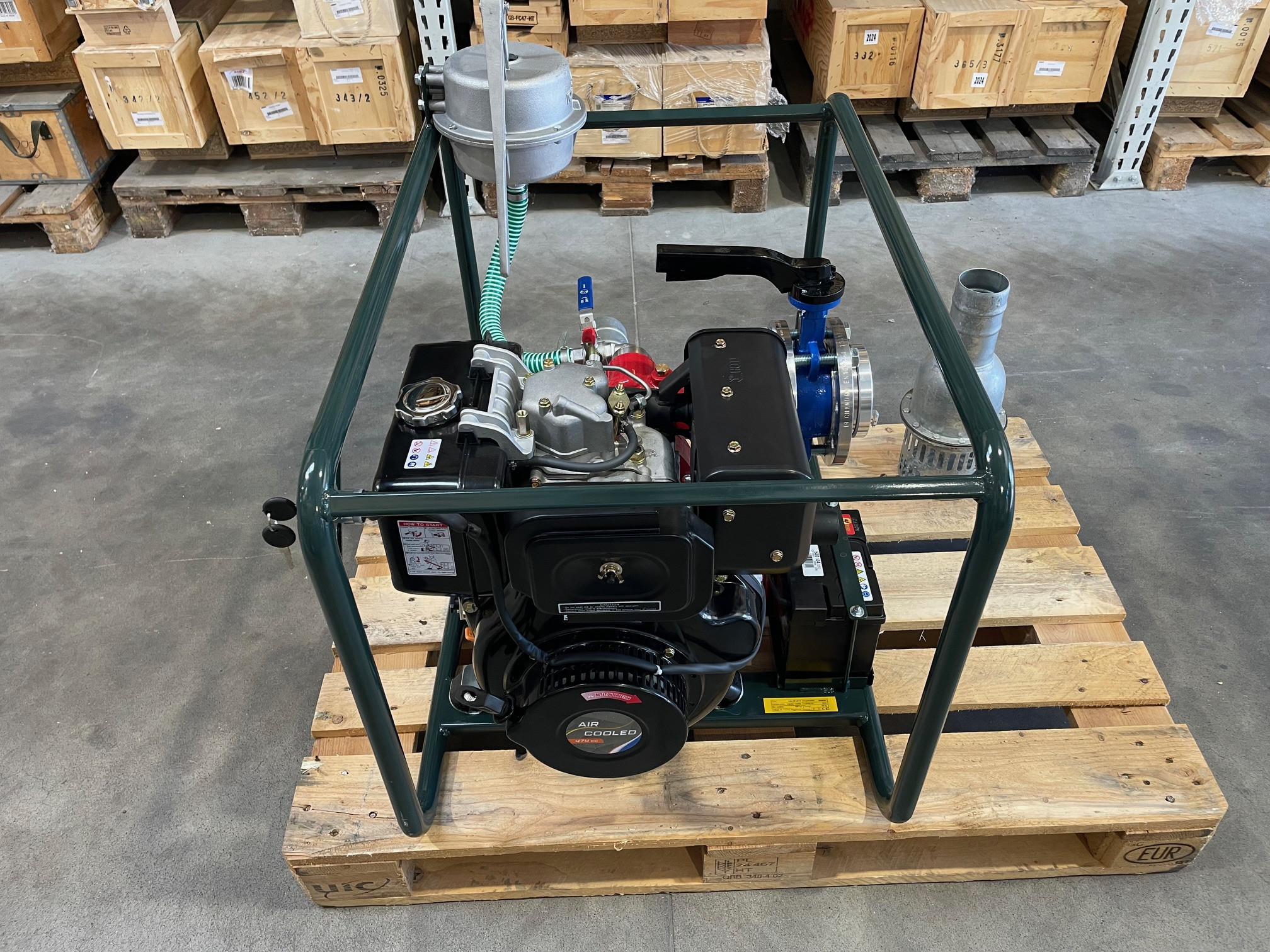 SERH-80D típusú öntözőszivattyú raklapon, szűrőkosárral profilkép