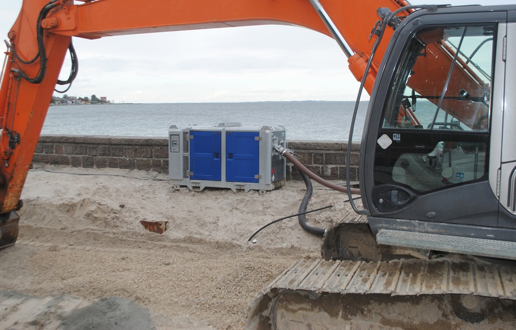 BBA PT150 D180 dugattyús vákuumszivattyú parti támfal mellett telepítve